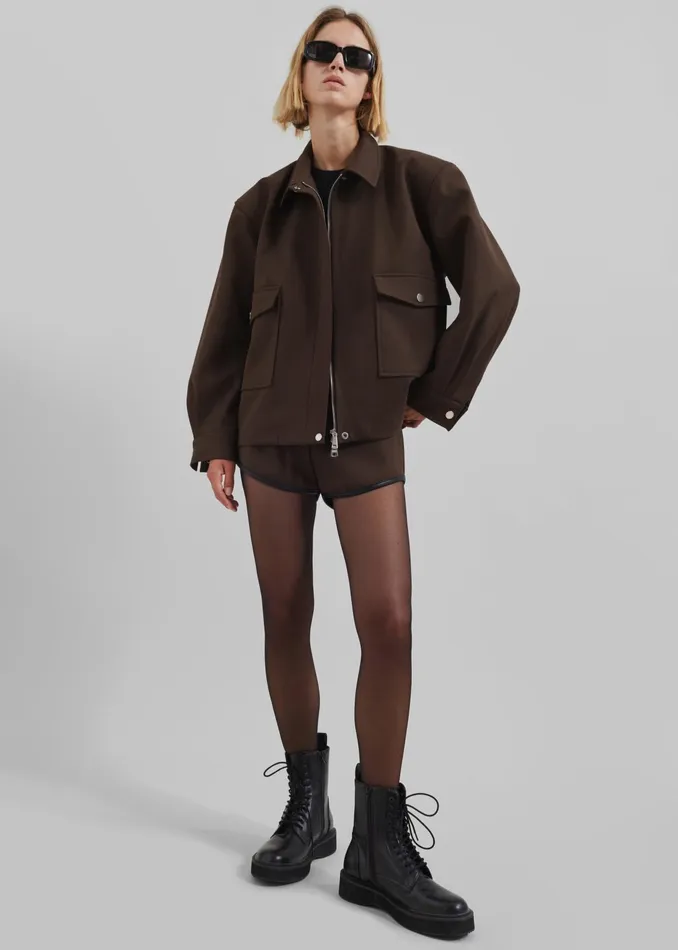 The Frankie Shop Outerwear Neri Cropped Jacket 8211 Brown 8211 Women
