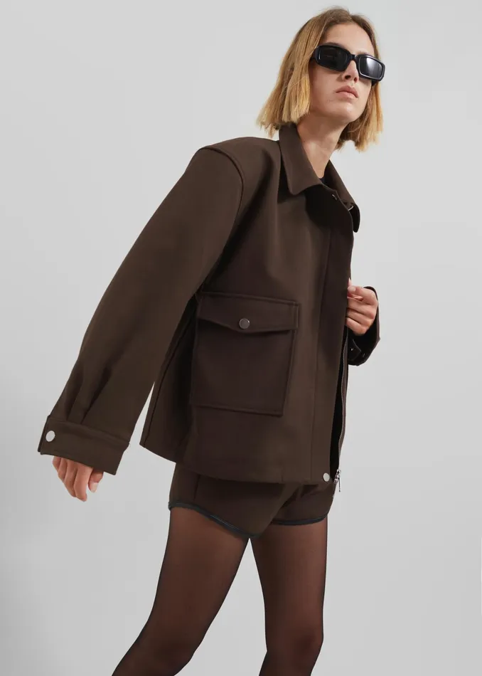 The Frankie Shop Outerwear Neri Cropped Jacket 8211 Brown 8211 Women