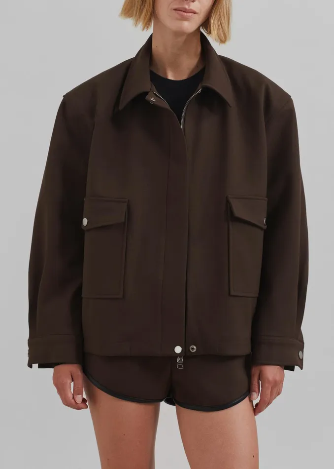 The Frankie Shop Outerwear Neri Cropped Jacket 8211 Brown 8211 Women