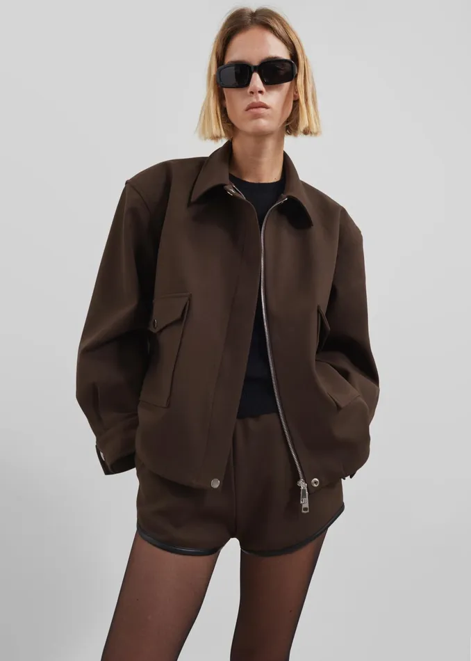 The Frankie Shop Outerwear Neri Cropped Jacket 8211 Brown 8211 Women