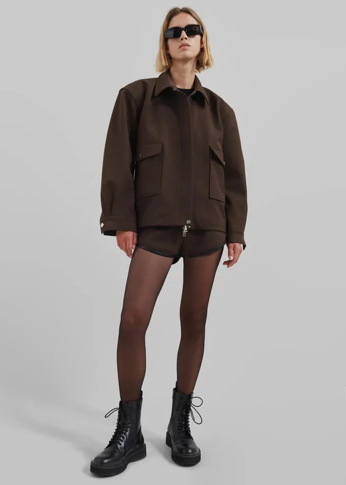 The Frankie Shop Outerwear Neri Cropped Jacket 8211 Brown 8211 Women