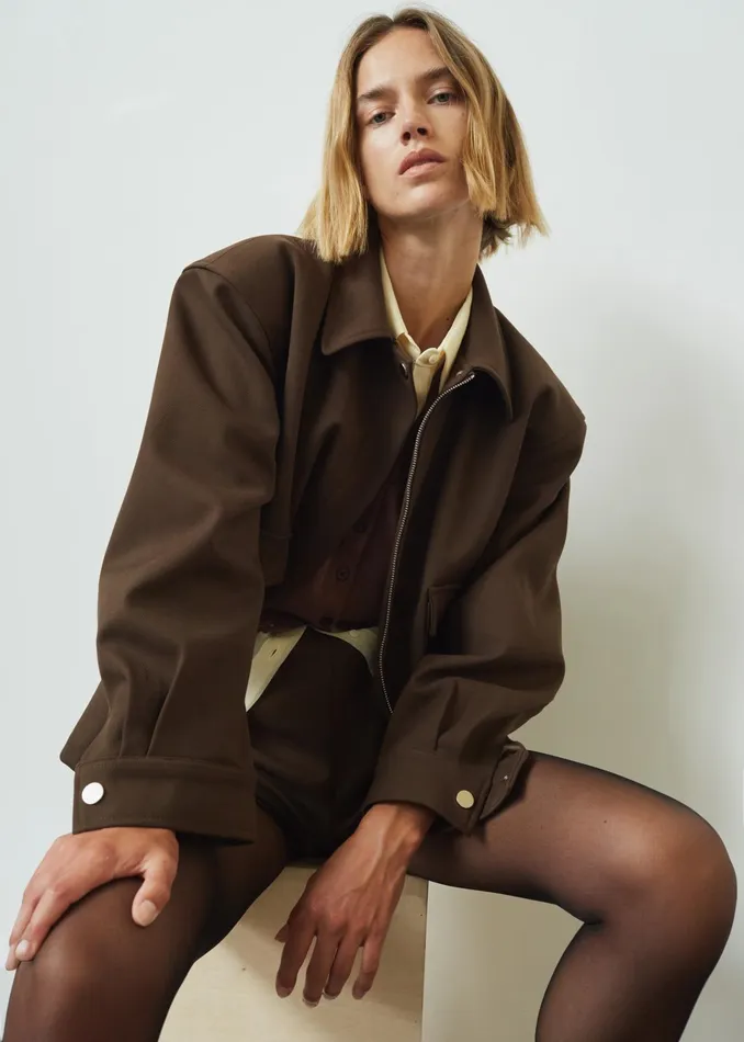 The Frankie Shop Outerwear Neri Cropped Jacket 8211 Brown 8211 Women