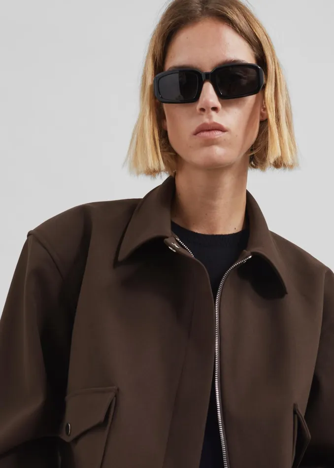The Frankie Shop Outerwear Neri Cropped Jacket 8211 Brown 8211 Women