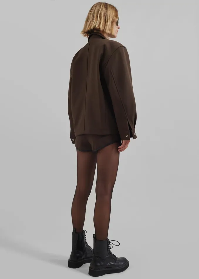 The Frankie Shop Outerwear Neri Cropped Jacket 8211 Brown 8211 Women