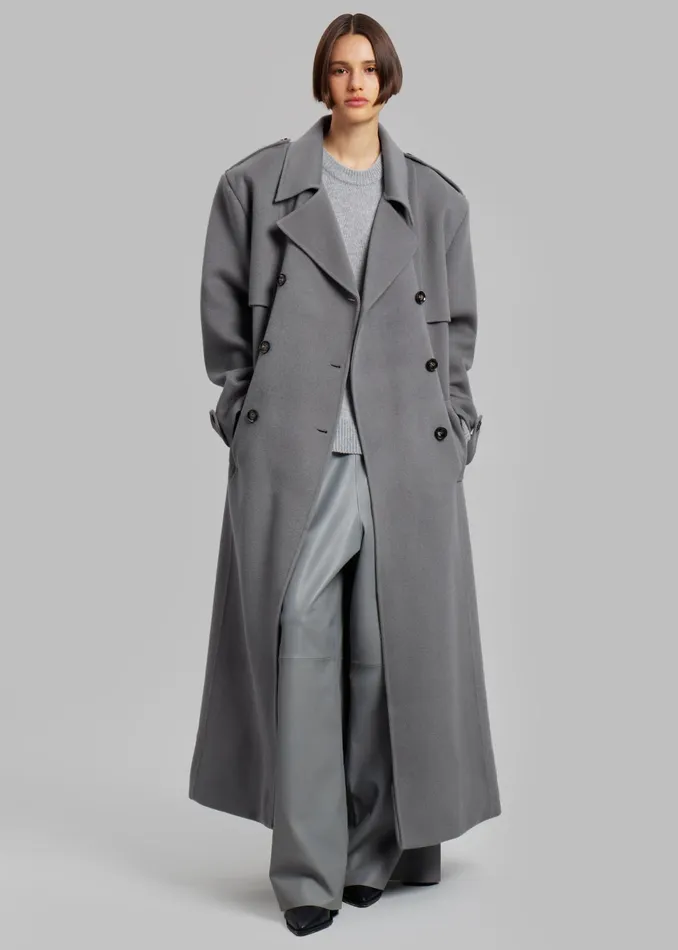 The Frankie Shop Outerwear Nikola Padded Trench Coat 8211 Grey 8211 Women