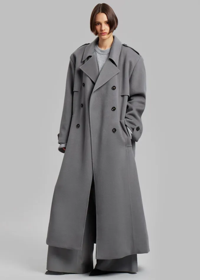 The Frankie Shop Outerwear Nikola Padded Trench Coat 8211 Grey 8211 Women