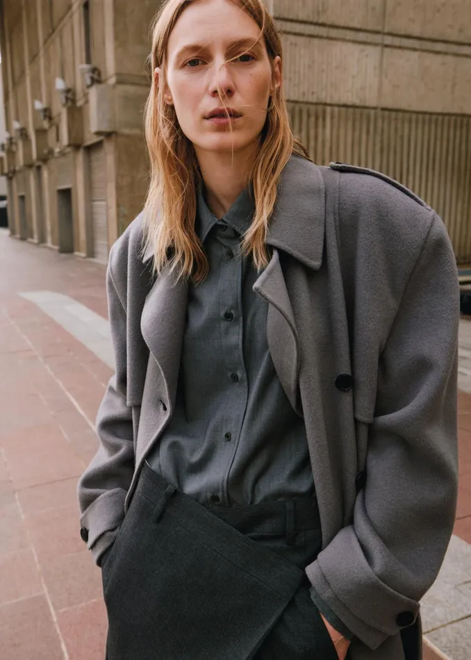 The Frankie Shop Outerwear Nikola Padded Trench Coat 8211 Grey 8211 Women