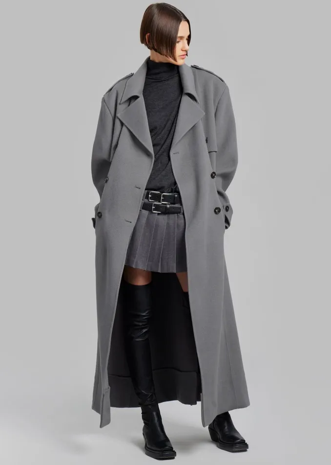 The Frankie Shop Outerwear Nikola Padded Trench Coat 8211 Grey 8211 Women