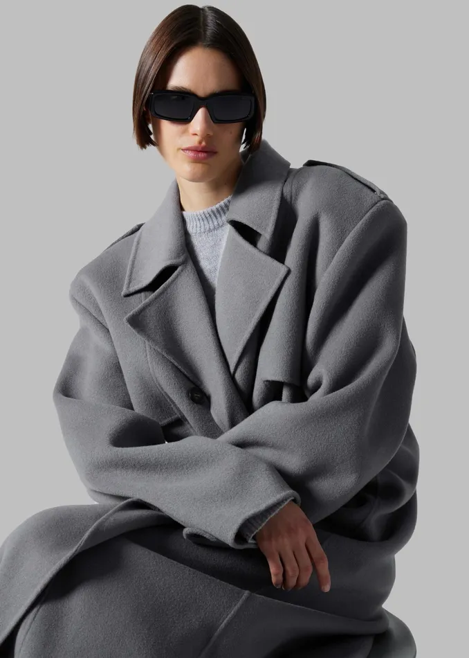 The Frankie Shop Outerwear Nikola Padded Trench Coat 8211 Grey 8211 Women