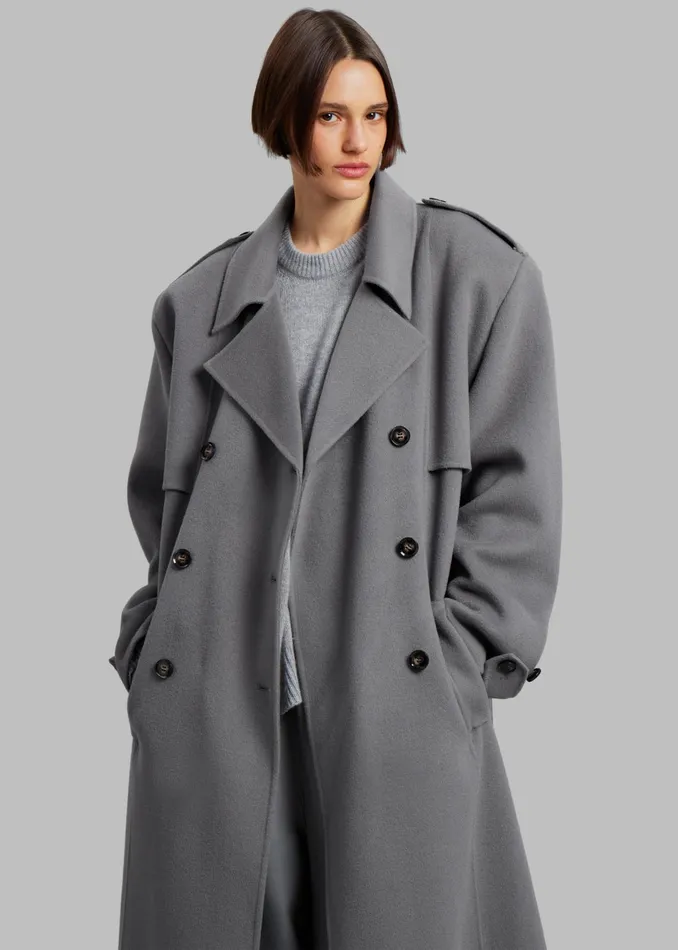 The Frankie Shop Outerwear Nikola Padded Trench Coat 8211 Grey 8211 Women