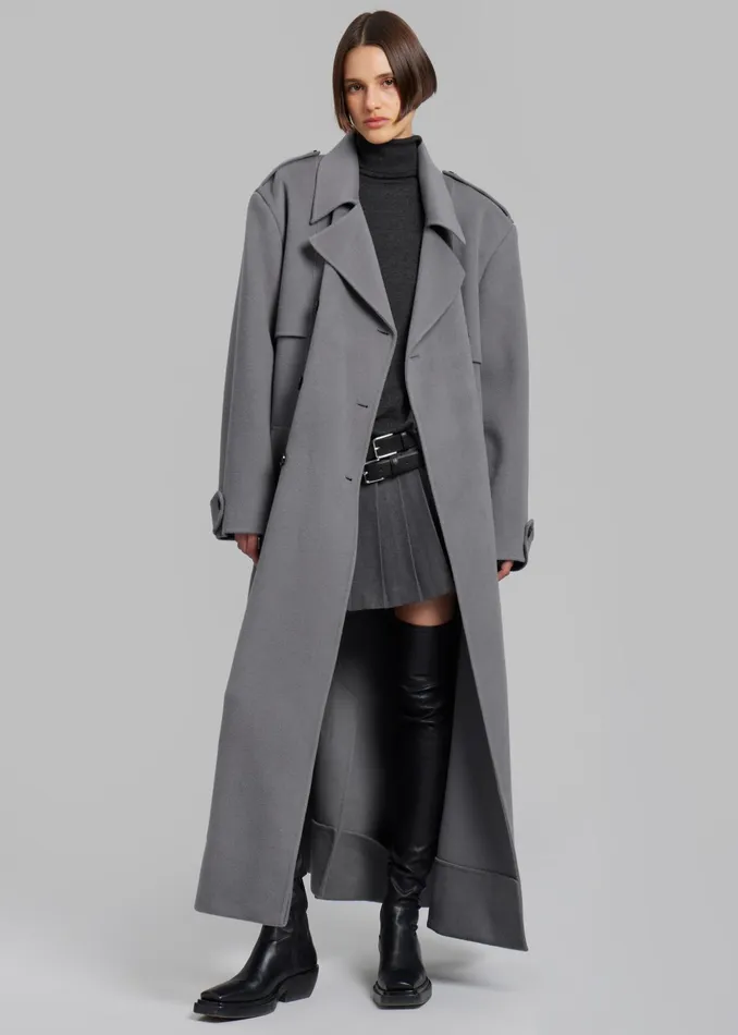 The Frankie Shop Outerwear Nikola Padded Trench Coat 8211 Grey 8211 Women