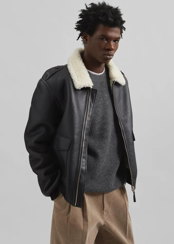 The Frankie Shop Outerwear Richter Shearling Jacket 8211 Black 8211 Men