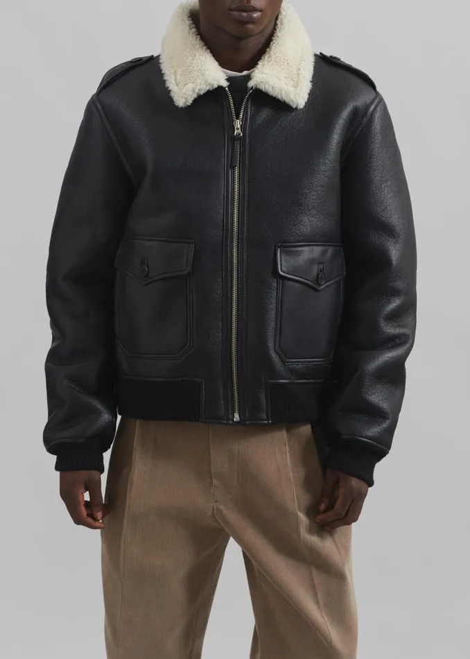 The Frankie Shop Outerwear Richter Shearling Jacket 8211 Black 8211 Men
