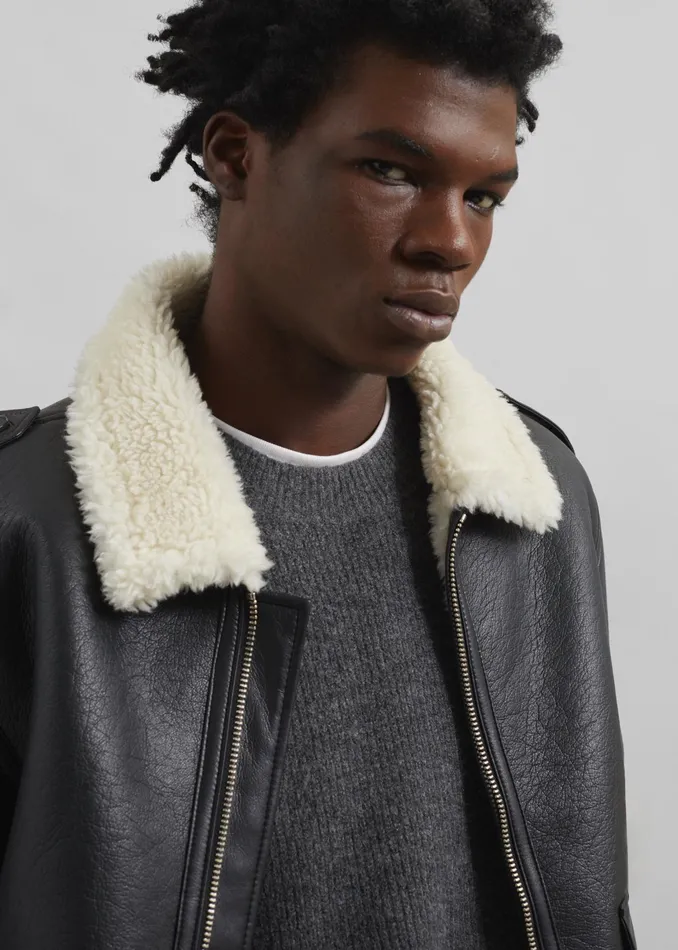 The Frankie Shop Outerwear Richter Shearling Jacket 8211 Black 8211 Men
