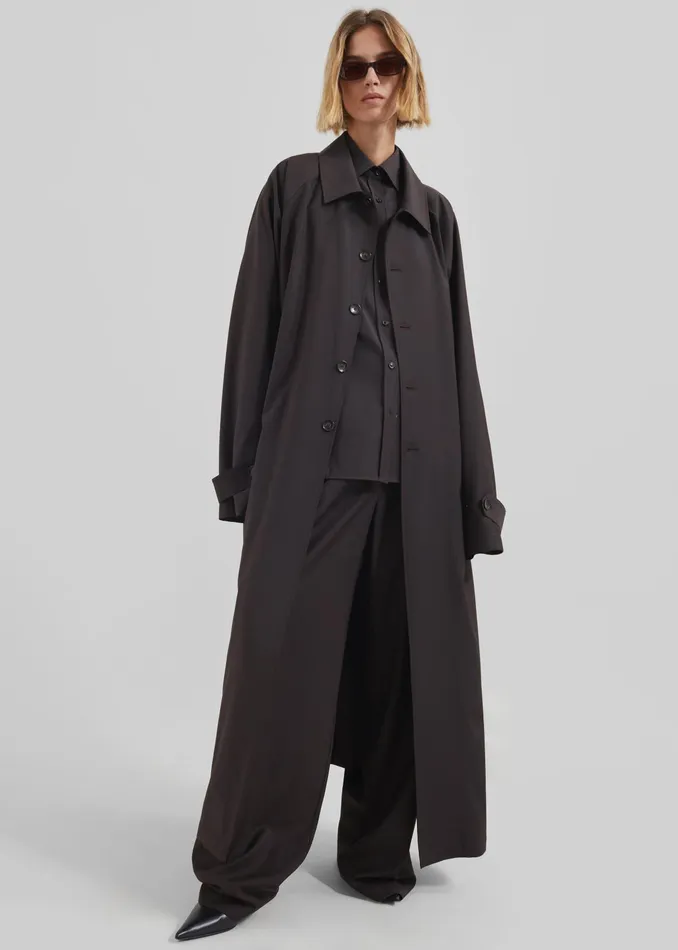 The Frankie Shop Outerwear Shay Trench Coat 8211 Brown 8211 MenWomen
