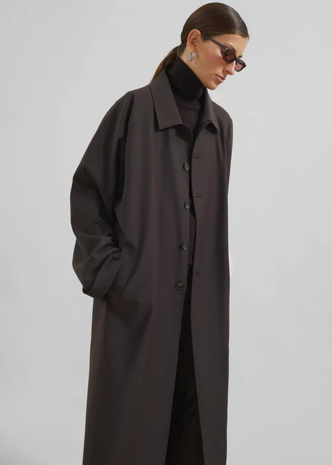 The Frankie Shop Outerwear Shay Trench Coat 8211 Brown 8211 MenWomen