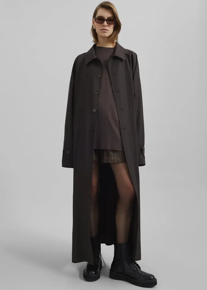 The Frankie Shop Outerwear Shay Trench Coat 8211 Brown 8211 MenWomen