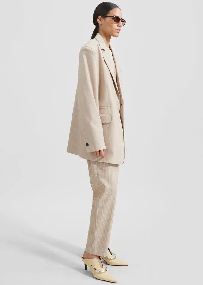 The Frankie Shop Outerwear Stasia Blazer 8211 Beige Stripe 8211 Women