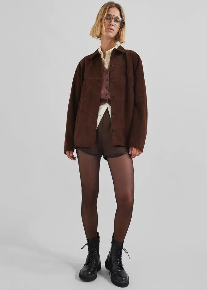 The Frankie Shop Outerwear Thames Suede Jacket 8211 Brown 8211 Women