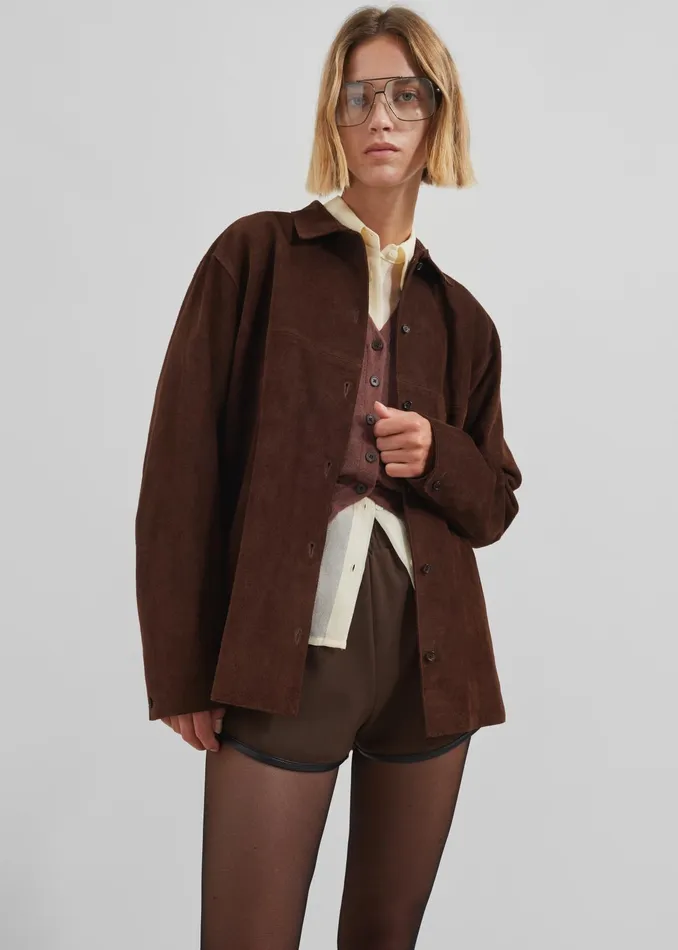 The Frankie Shop Outerwear Thames Suede Jacket 8211 Brown 8211 Women