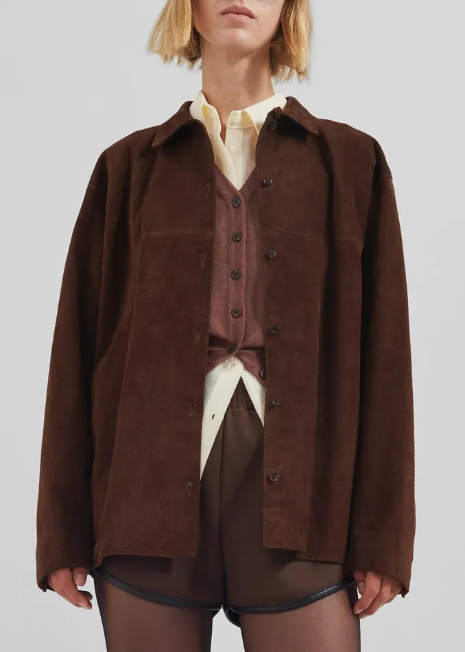 The Frankie Shop Outerwear Thames Suede Jacket 8211 Brown 8211 Women