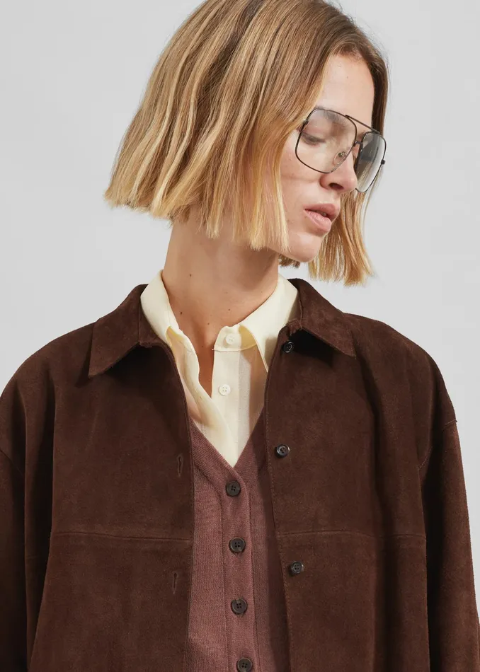 The Frankie Shop Outerwear Thames Suede Jacket 8211 Brown 8211 Women