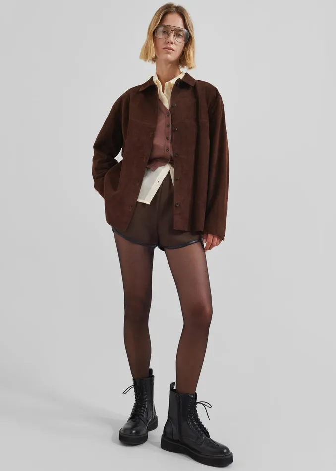The Frankie Shop Outerwear Thames Suede Jacket 8211 Brown 8211 Women