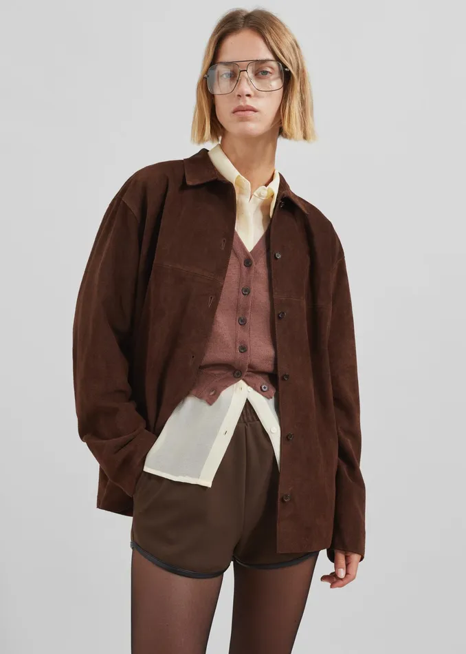 The Frankie Shop Outerwear Thames Suede Jacket 8211 Brown 8211 Women