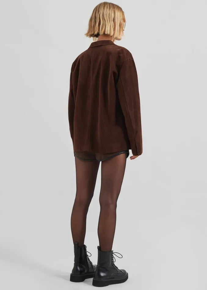 The Frankie Shop Outerwear Thames Suede Jacket 8211 Brown 8211 Women