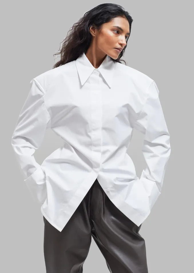 The Frankie Shop Tops Bec Padded Shirt 8211 White 8211 Women