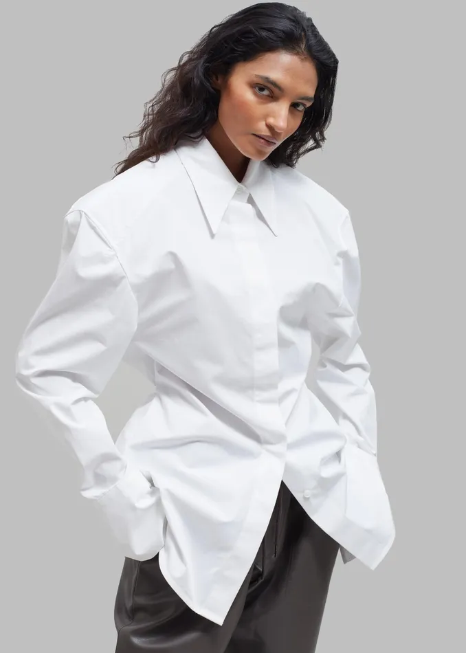 The Frankie Shop Tops Bec Padded Shirt 8211 White 8211 Women