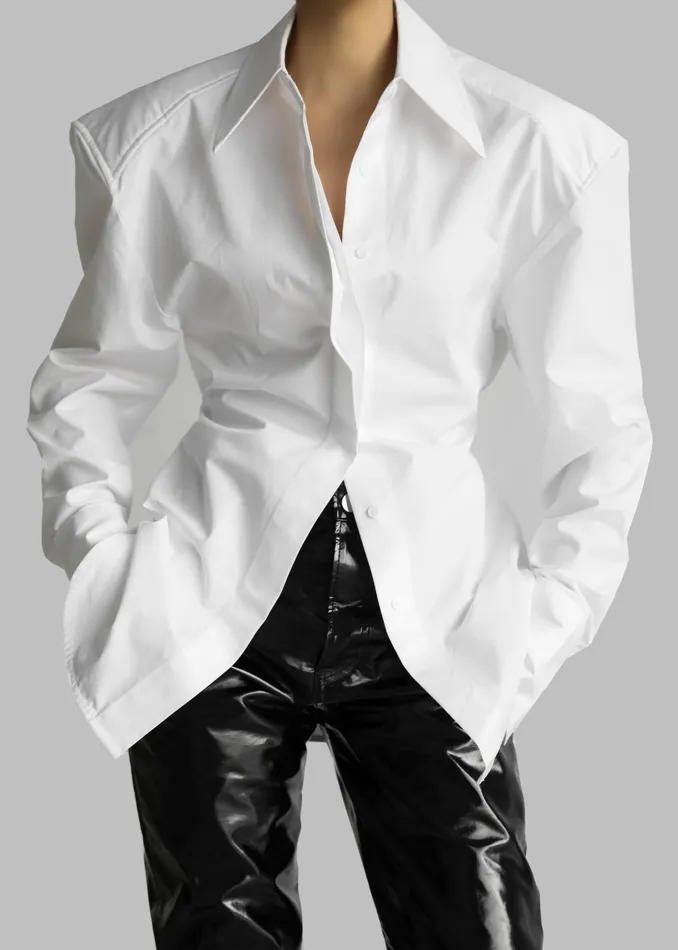 The Frankie Shop Tops Bec Padded Shirt 8211 White 8211 Women