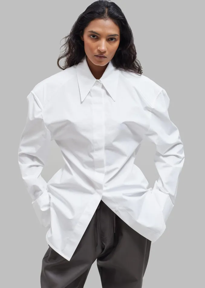 The Frankie Shop Tops Bec Padded Shirt 8211 White 8211 Women