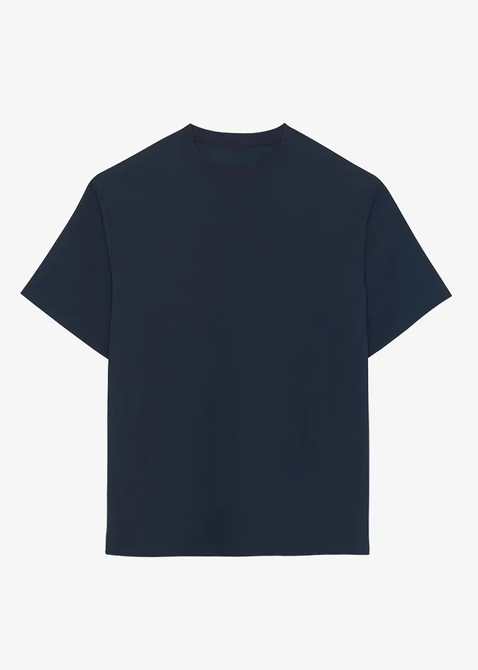 The Frankie Shop Tops Eliott Crinkle Tee 8211 Navy 8211 Men