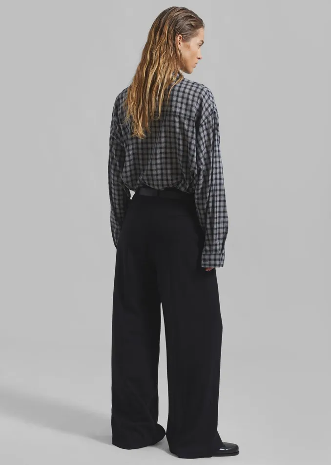 The Frankie Shop Tops Emmett Plaid Shirt 8211 Black 8211 Women