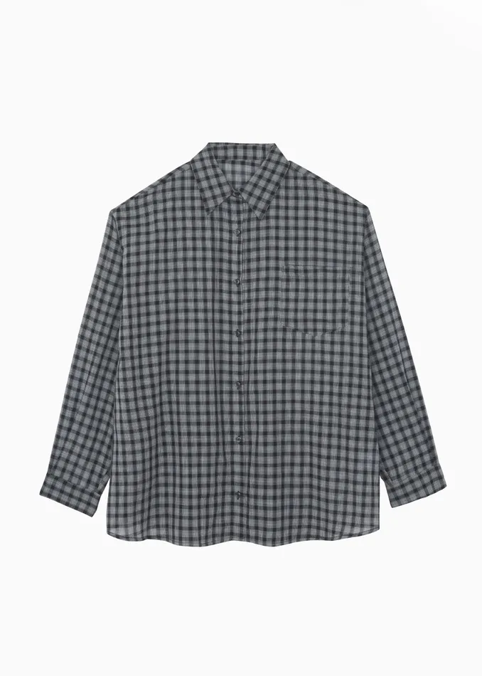 The Frankie Shop Tops Emmett Plaid Shirt 8211 Black 8211 Women