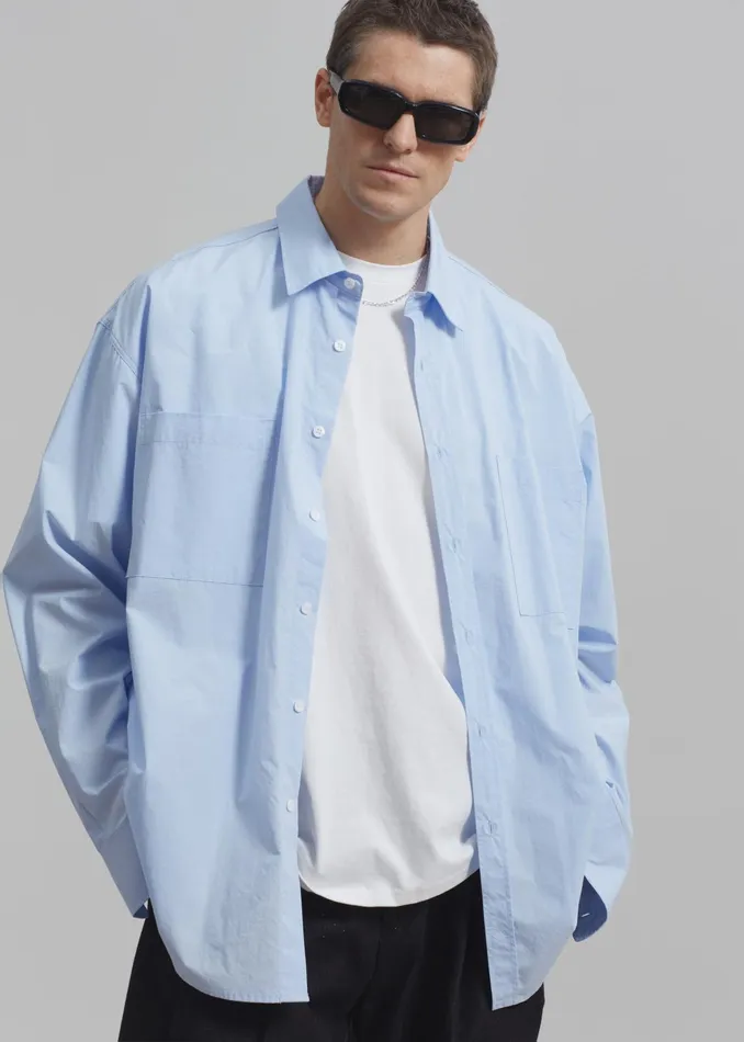 The Frankie Shop Tops Gus Oversized Shirt 8211 Sky 8211 Men