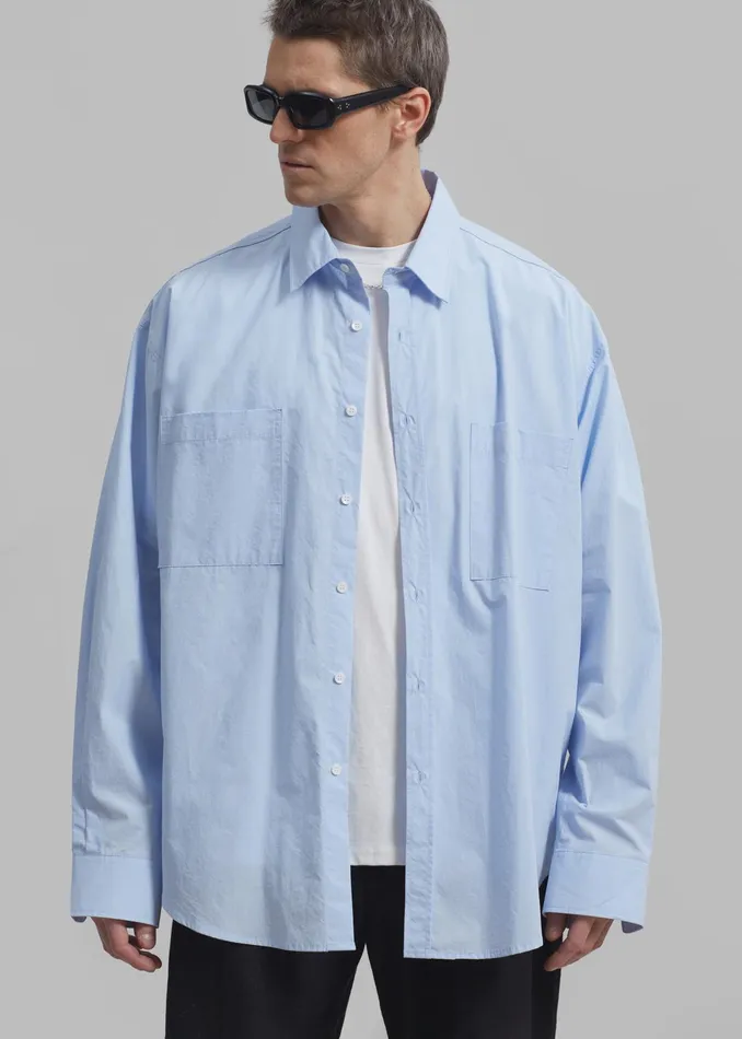 The Frankie Shop Tops Gus Oversized Shirt 8211 Sky 8211 Men