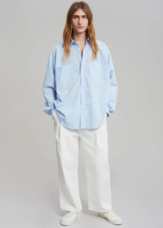 The Frankie Shop Tops Gus Oversized Shirt 8211 Sky 8211 Men