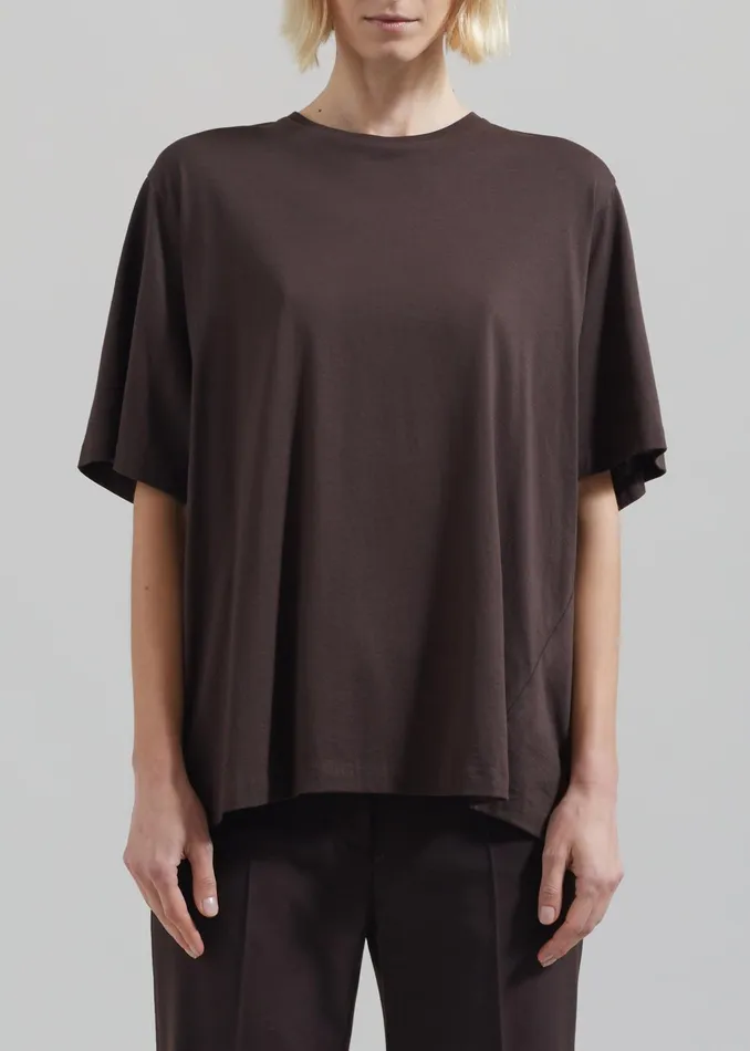 The Frankie Shop Tops Harper Soft Organic TShirt 8211 Brown 8211 Women