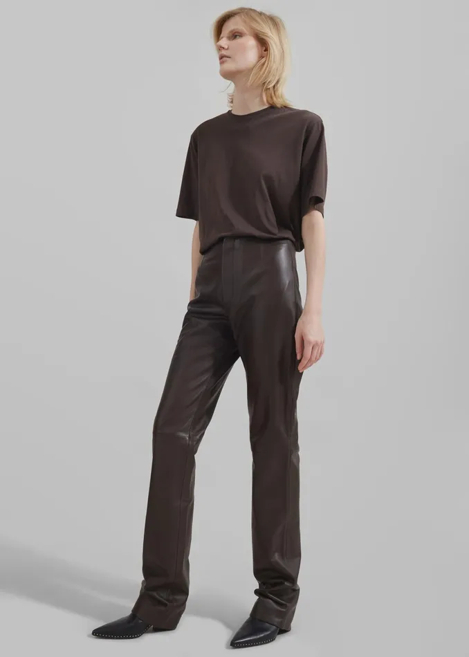 The Frankie Shop Tops Harper Soft Organic TShirt 8211 Brown 8211 Women
