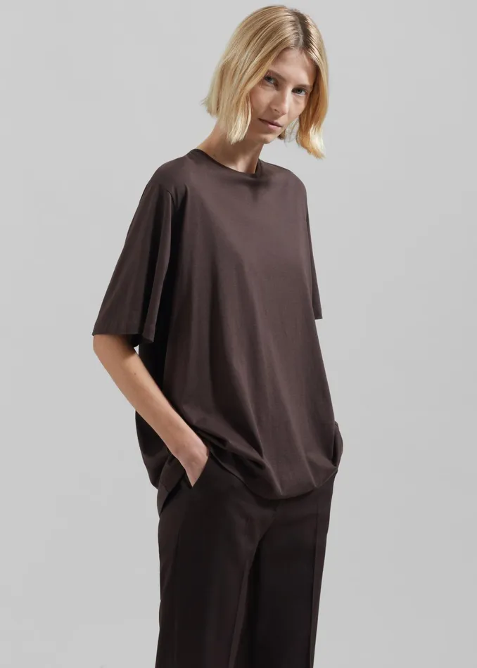 The Frankie Shop Tops Harper Soft Organic TShirt 8211 Brown 8211 Women