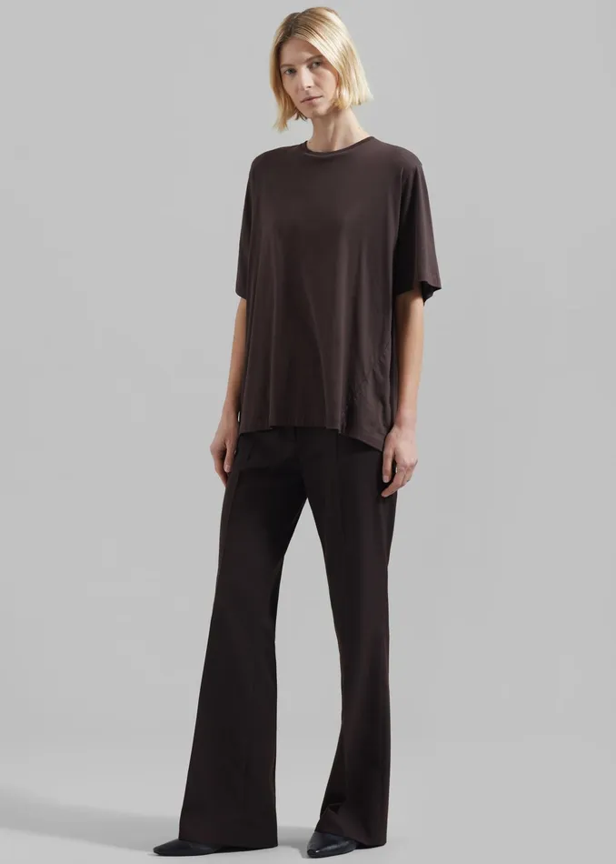 The Frankie Shop Tops Harper Soft Organic TShirt 8211 Brown 8211 Women