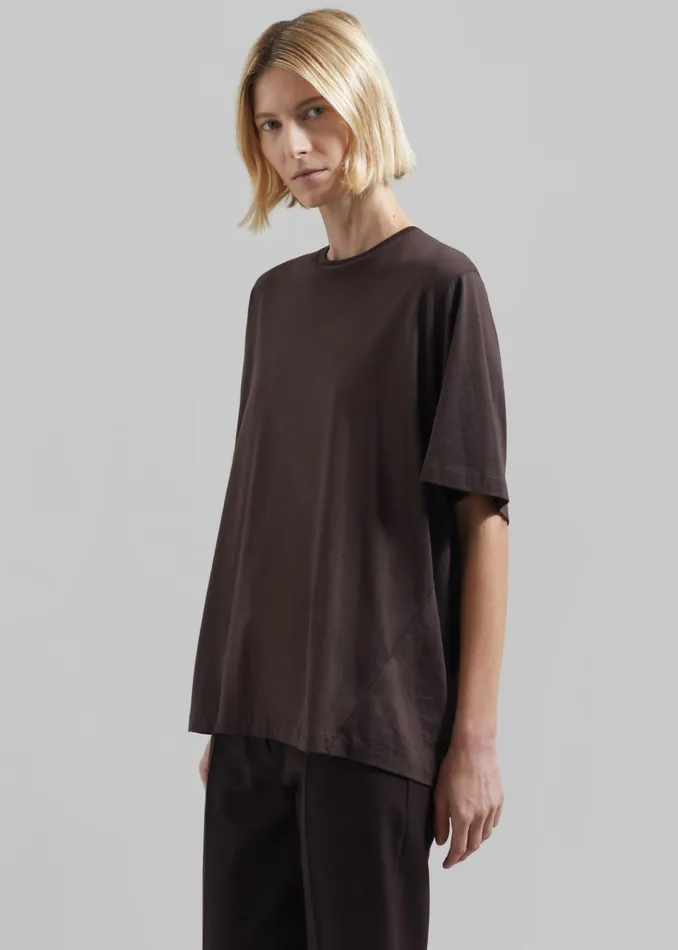The Frankie Shop Tops Harper Soft Organic TShirt 8211 Brown 8211 Women