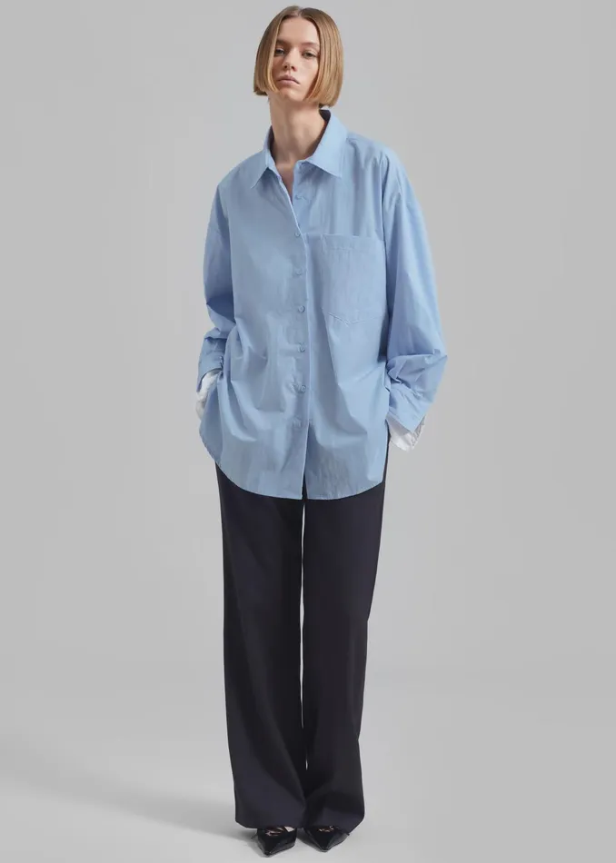The Frankie Shop Tops Jacqueline Button Up Shirt 8211 Sky 8211 Women