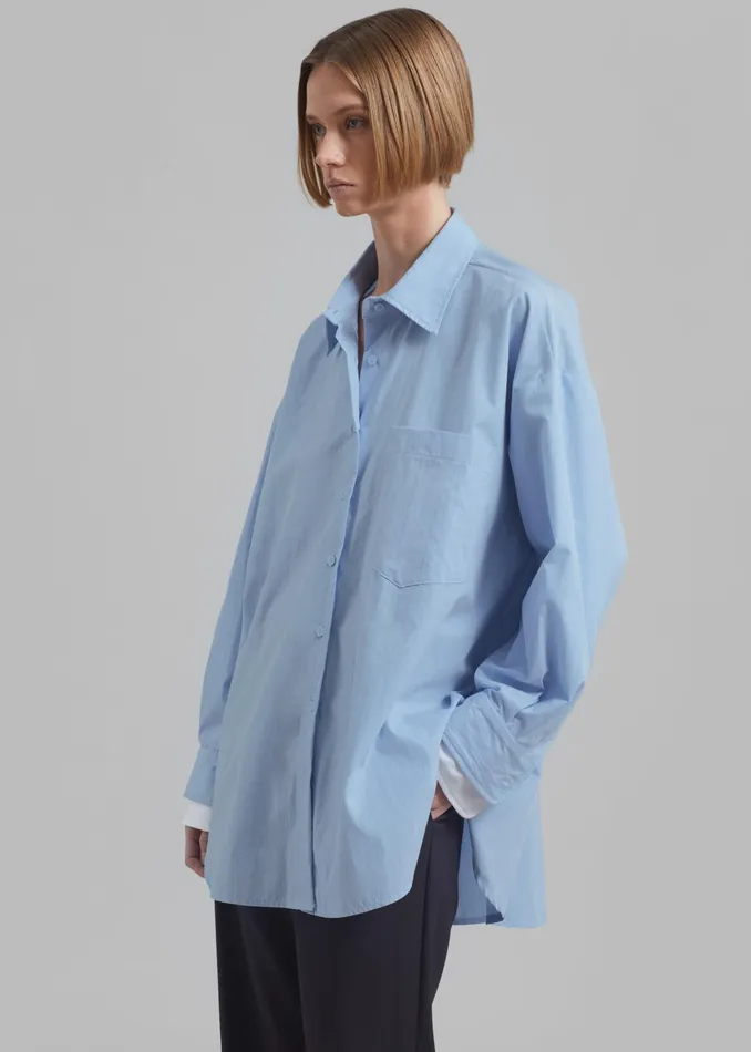 The Frankie Shop Tops Jacqueline Button Up Shirt 8211 Sky 8211 Women