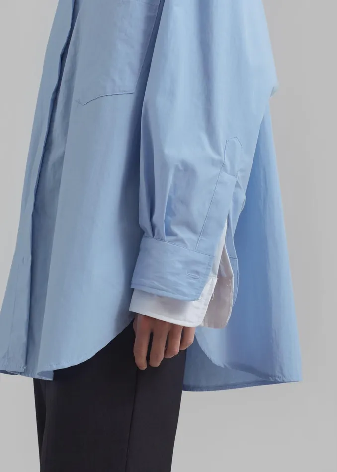The Frankie Shop Tops Jacqueline Button Up Shirt 8211 Sky 8211 Women
