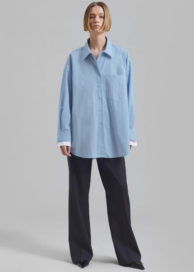 The Frankie Shop Tops Jacqueline Button Up Shirt 8211 Sky 8211 Women