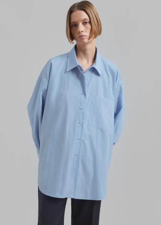 The Frankie Shop Tops Jacqueline Button Up Shirt 8211 Sky 8211 Women