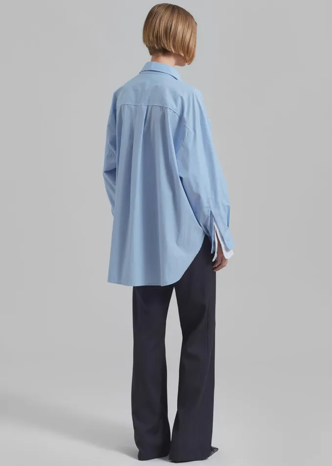 The Frankie Shop Tops Jacqueline Button Up Shirt 8211 Sky 8211 Women